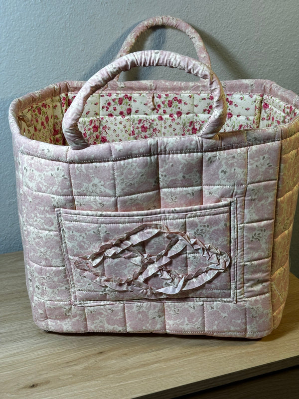 Quilted Fabric Storage Baskets | Floral & Gingham Organizer Bins | Vintage-Inspired Home Decor
