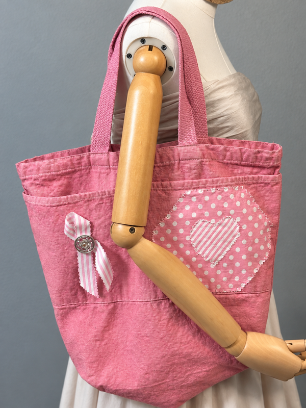 Strong at Heart - Hand-Dyed Breast Cancer Awareness Tote