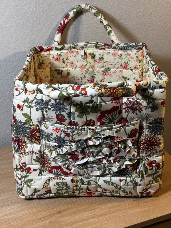 Quilted Fabric Storage Baskets | Floral & Gingham Organizer Bins | Vintage-Inspired Home Decor