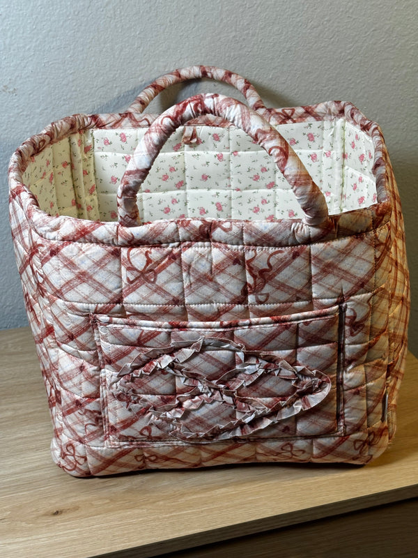 Quilted Fabric Storage Baskets | Floral & Gingham Organizer Bins | Vintage-Inspired Home Decor