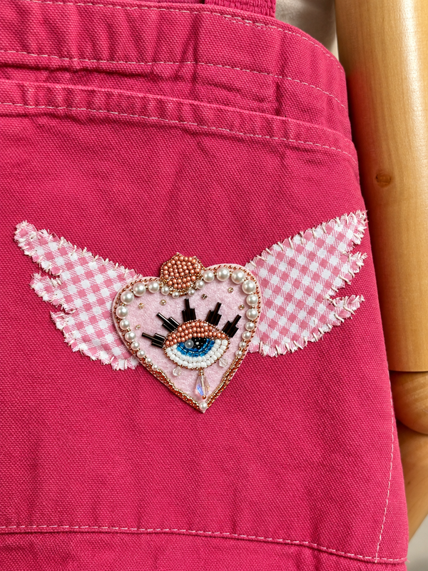 Hope Takes Flight- Hand-Dyed Pink Ribbon Canvas Tote