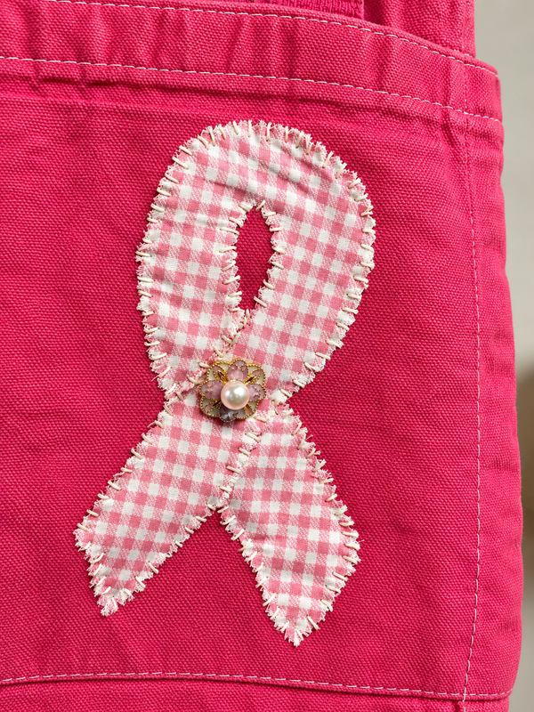 Hope Takes Flight- Hand-Dyed Pink Ribbon Canvas Tote