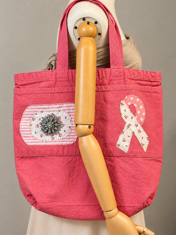 Stitched in Strength - Hand-Dyed Breast Cancer Awareness Canvas Tote