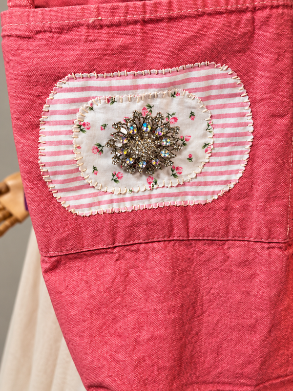 Stitched in Strength - Hand-Dyed Breast Cancer Awareness Canvas Tote