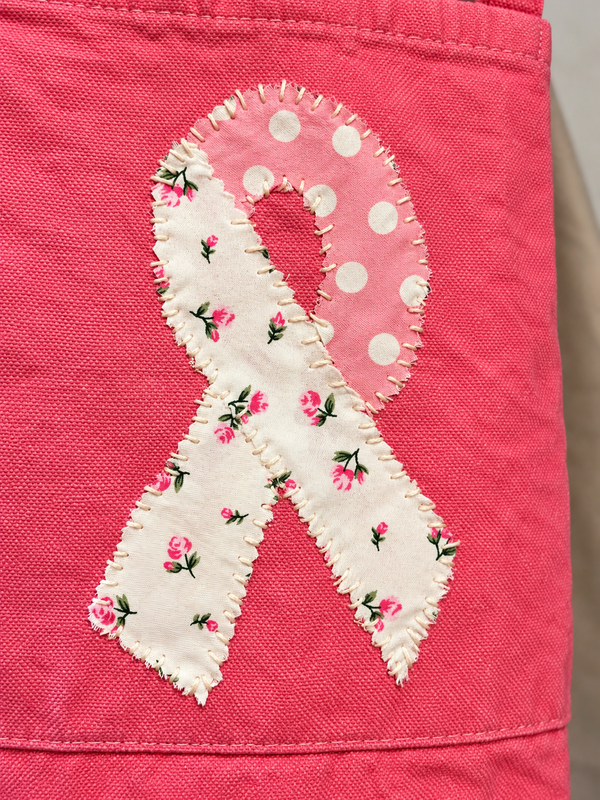 Stitched in Strength - Hand-Dyed Breast Cancer Awareness Canvas Tote